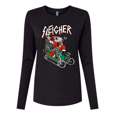 Ugly Christmas Sweater Sleigher Heavy Metal Santa Xmas Cool Gift Womens Cotton Relaxed Long Sleeve T-Shirt