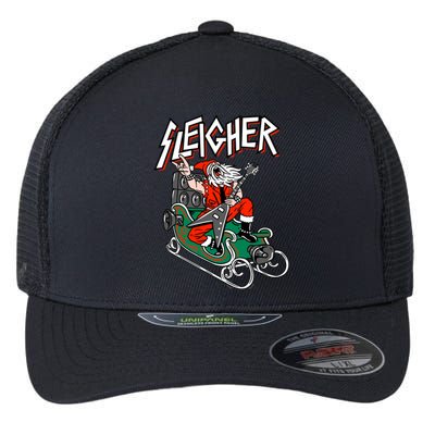 Ugly Christmas Sweater Sleigher Heavy Metal Santa Xmas Cool Gift Flexfit Unipanel Trucker Cap