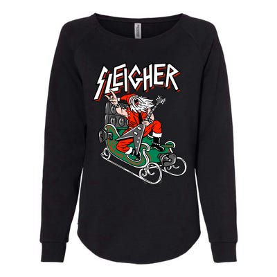 Ugly Christmas Sweater Sleigher Heavy Metal Santa Xmas Cool Gift Womens California Wash Sweatshirt