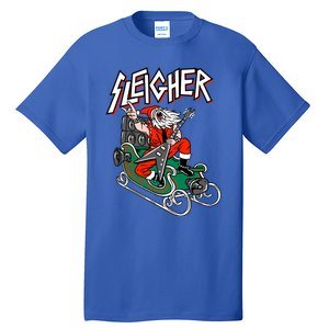 Ugly Christmas Sweater Sleigher Heavy Metal Santa Xmas Cool Gift Tall T-Shirt