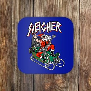 Ugly Christmas Sweater Sleigher Heavy Metal Santa Xmas Cool Gift Coaster