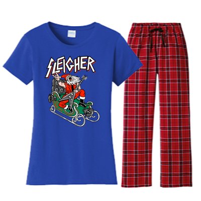 Ugly Christmas Sweater Sleigher Heavy Metal Santa Xmas Cool Gift Women's Flannel Pajama Set