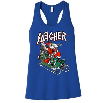 Ugly Christmas Sweater Sleigher Heavy Metal Santa Xmas Cool Gift Women's Racerback Tank