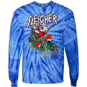 Ugly Christmas Sweater Sleigher Heavy Metal Santa Xmas Cool Gift Tie-Dye Long Sleeve Shirt