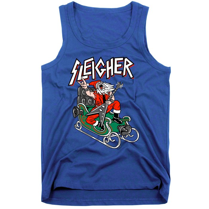 Ugly Christmas Sweater Sleigher Heavy Metal Santa Xmas Cool Gift Tank Top