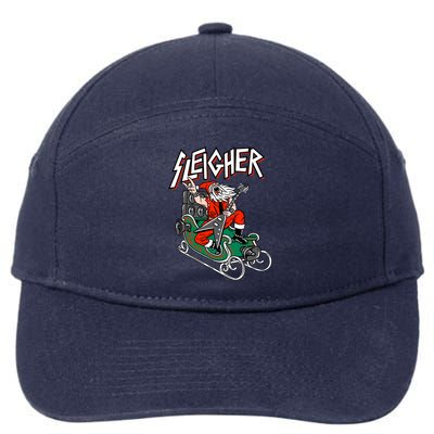 Ugly Christmas Sweater Sleigher Heavy Metal Santa Xmas Cool Gift 7-Panel Snapback Hat