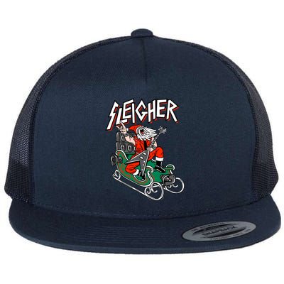 Ugly Christmas Sweater Sleigher Heavy Metal Santa Xmas Cool Gift Flat Bill Trucker Hat