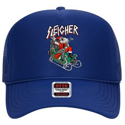 Ugly Christmas Sweater Sleigher Heavy Metal Santa Xmas Cool Gift High Crown Mesh Back Trucker Hat