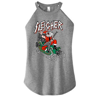 Ugly Christmas Sweater Sleigher Heavy Metal Santa Xmas Cool Gift Women's Perfect Tri Rocker Tank