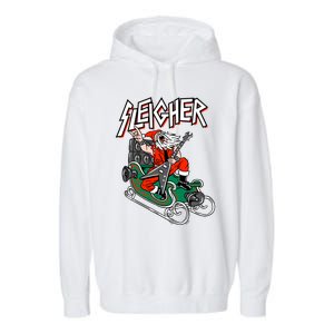 Ugly Christmas Sweater Sleigher Heavy Metal Santa Xmas Cool Gift Garment-Dyed Fleece Hoodie