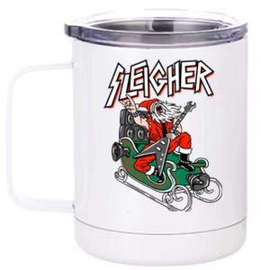 Ugly Christmas Sweater Sleigher Heavy Metal Santa Xmas Cool Gift 12 oz Stainless Steel Tumbler Cup