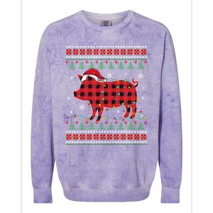 Ugly Christmas Sweater Pig Lover Xmas Lights Santa Meaningful Gift Colorblast Crewneck Sweatshirt