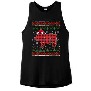 Ugly Christmas Sweater Pig Lover Xmas Lights Santa Meaningful Gift Ladies PosiCharge Tri-Blend Wicking Tank