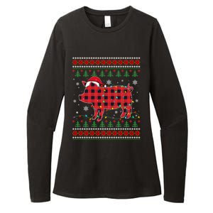 Ugly Christmas Sweater Pig Lover Xmas Lights Santa Meaningful Gift Womens CVC Long Sleeve Shirt