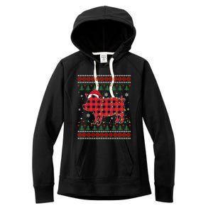 Ugly Christmas Sweater Pig Lover Xmas Lights Santa Meaningful Gift Women's Fleece Hoodie