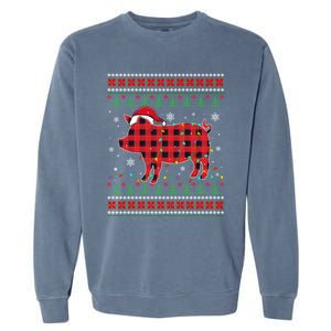 Ugly Christmas Sweater Pig Lover Xmas Lights Santa Meaningful Gift Garment-Dyed Sweatshirt