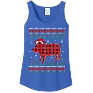 Ugly Christmas Sweater Pig Lover Xmas Lights Santa Meaningful Gift Ladies Essential Tank