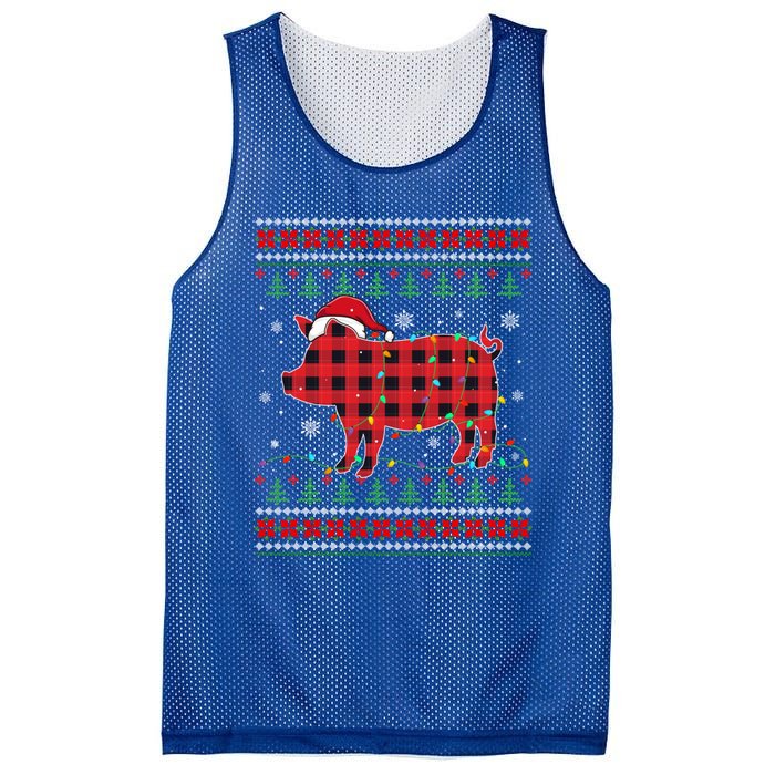 Ugly Christmas Sweater Pig Lover Xmas Lights Santa Meaningful Gift Mesh Reversible Basketball Jersey Tank