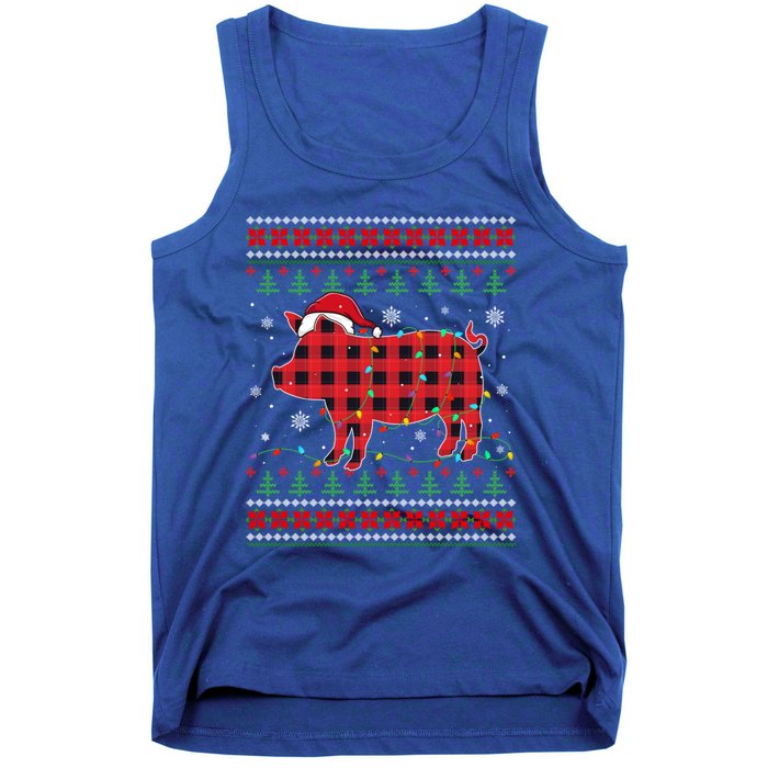 Ugly Christmas Sweater Pig Lover Xmas Lights Santa Meaningful Gift Tank Top