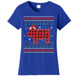 Ugly Christmas Sweater Pig Lover Xmas Lights Santa Meaningful Gift Women's T-Shirt