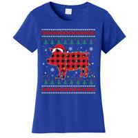 Ugly Christmas Sweater Pig Lover Xmas Lights Santa Meaningful Gift Women's T-Shirt