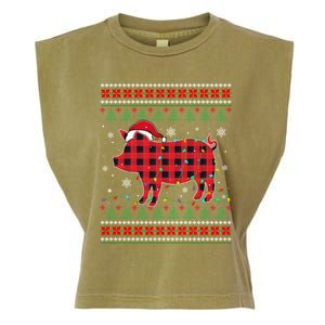 Ugly Christmas Sweater Pig Lover Xmas Lights Santa Meaningful Gift Garment-Dyed Women's Muscle Tee