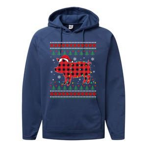 Ugly Christmas Sweater Pig Lover Xmas Lights Santa Meaningful Gift Performance Fleece Hoodie