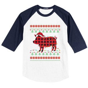 Ugly Christmas Sweater Pig Lover Xmas Lights Santa Meaningful Gift Baseball Sleeve Shirt