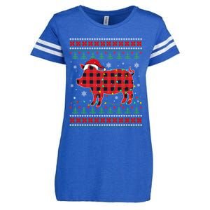 Ugly Christmas Sweater Pig Lover Xmas Lights Santa Meaningful Gift Enza Ladies Jersey Football T-Shirt