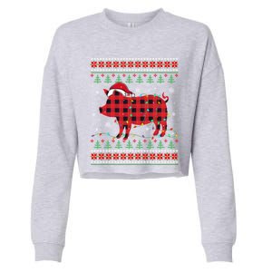 Ugly Christmas Sweater Pig Lover Xmas Lights Santa Meaningful Gift Cropped Pullover Crew