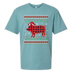 Ugly Christmas Sweater Pig Lover Xmas Lights Santa Meaningful Gift Sueded Cloud Jersey T-Shirt