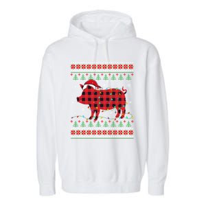 Ugly Christmas Sweater Pig Lover Xmas Lights Santa Meaningful Gift Garment-Dyed Fleece Hoodie