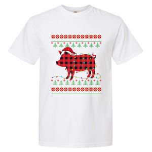 Ugly Christmas Sweater Pig Lover Xmas Lights Santa Meaningful Gift Garment-Dyed Heavyweight T-Shirt