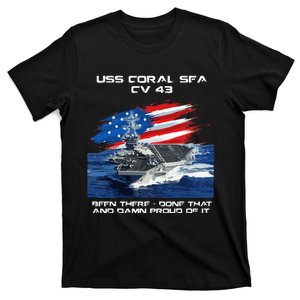 USS Coral Sea CV 43 Aircraft Carrier Veteran USA Flag Xmas T-Shirt