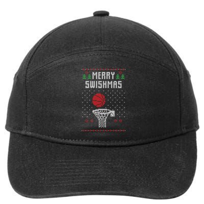 Ugly Christmas Sweater Ugly Sweater Swishmas Basketball Gift 7-Panel Snapback Hat
