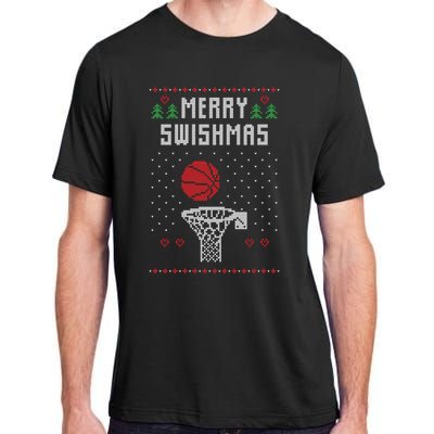 Ugly Christmas Sweater Ugly Sweater Swishmas Basketball Gift Adult ChromaSoft Performance T-Shirt