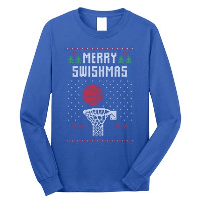 Ugly Christmas Sweater Ugly Sweater Swishmas Basketball Gift Long Sleeve Shirt