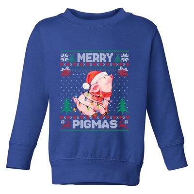 Ugly Christmas Sweater Pig Lover Xmas Lights Santa Gift Toddler Sweatshirt