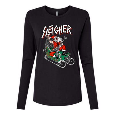 Ugly Christmas Sweater Sleigher Heavy Metal Santa Xmas Womens Cotton Relaxed Long Sleeve T-Shirt