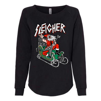 Ugly Christmas Sweater Sleigher Heavy Metal Santa Xmas Womens California Wash Sweatshirt