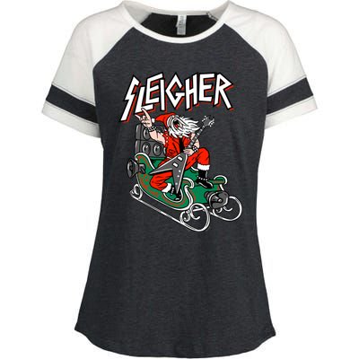 Ugly Christmas Sweater Sleigher Heavy Metal Santa Xmas Enza Ladies Jersey Colorblock Tee