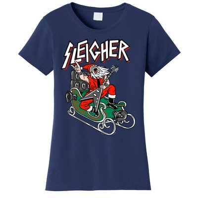 Ugly Christmas Sweater Sleigher Heavy Metal Santa Xmas Women's T-Shirt