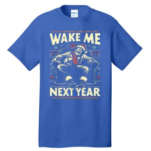 Ugly Christmas Sweater Santa Wake Me Next Year Tall T-Shirt