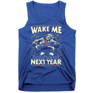 Ugly Christmas Sweater Santa Wake Me Next Year Tank Top