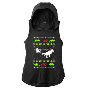 Ugly Christmas Santa Dino T Rex Nerd Geek Christmas Great Gift Ladies PosiCharge Tri-Blend Wicking Draft Hoodie Tank