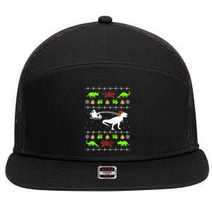 Ugly Christmas Santa Dino T Rex Nerd Geek Christmas Great Gift 7 Panel Mesh Trucker Snapback Hat