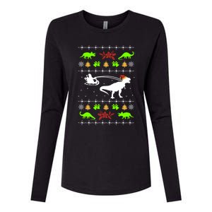 Ugly Christmas Santa Dino T Rex Nerd Geek Christmas Great Gift Womens Cotton Relaxed Long Sleeve T-Shirt