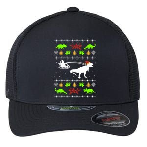 Ugly Christmas Santa Dino T Rex Nerd Geek Christmas Great Gift Flexfit Unipanel Trucker Cap