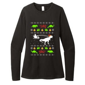 Ugly Christmas Santa Dino T Rex Nerd Geek Christmas Great Gift Womens CVC Long Sleeve Shirt