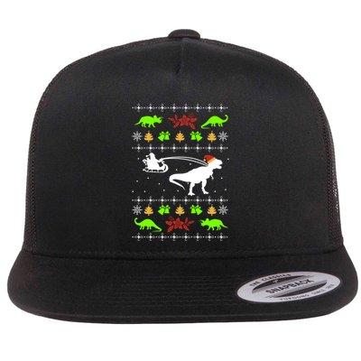 Ugly Christmas Santa Dino T Rex Nerd Geek Christmas Great Gift Flat Bill Trucker Hat